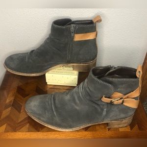 Diba true gray suede boots with tan leather accents